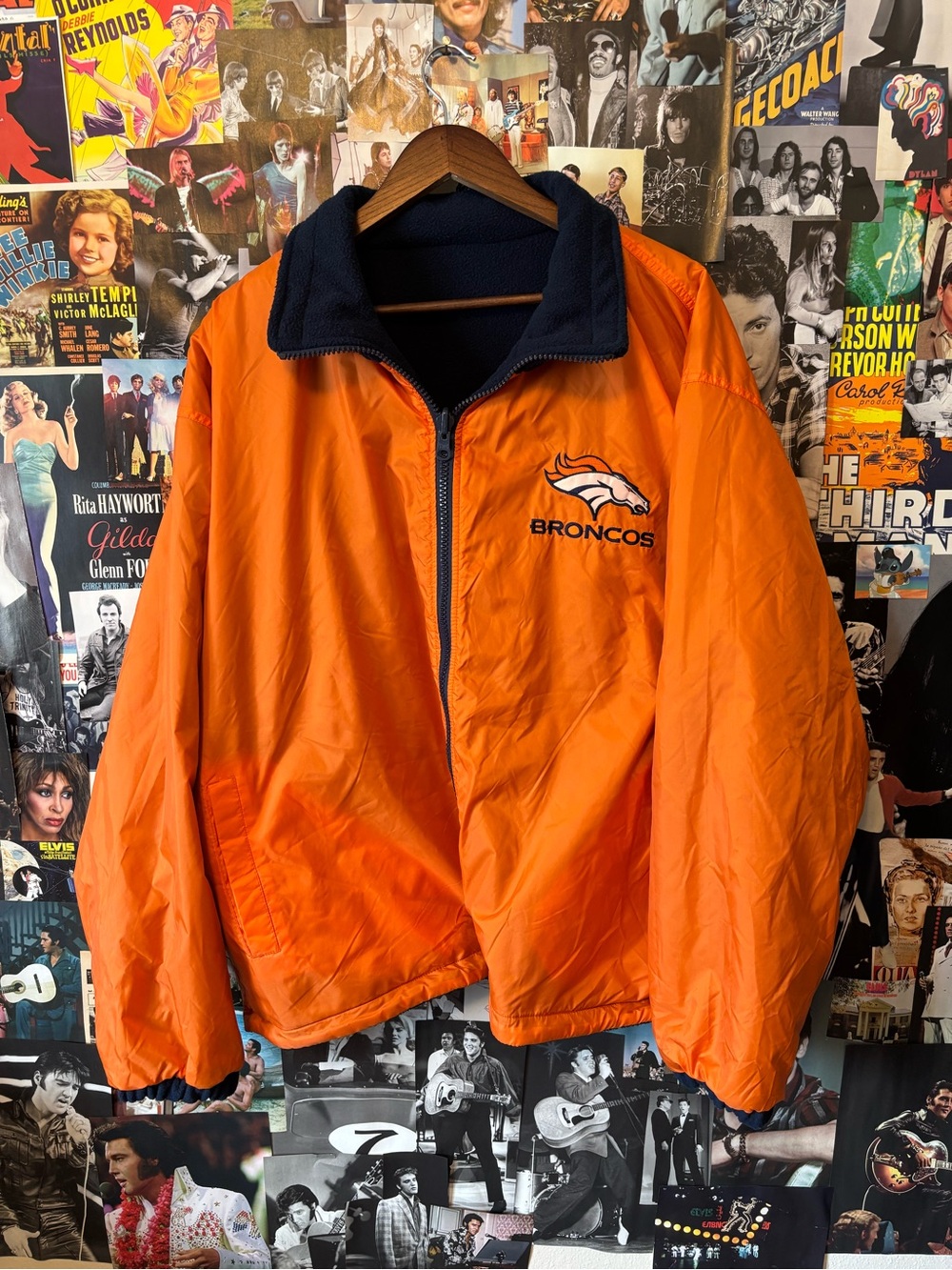 Pro Player Orange Broncos Jacket with Navy Collar